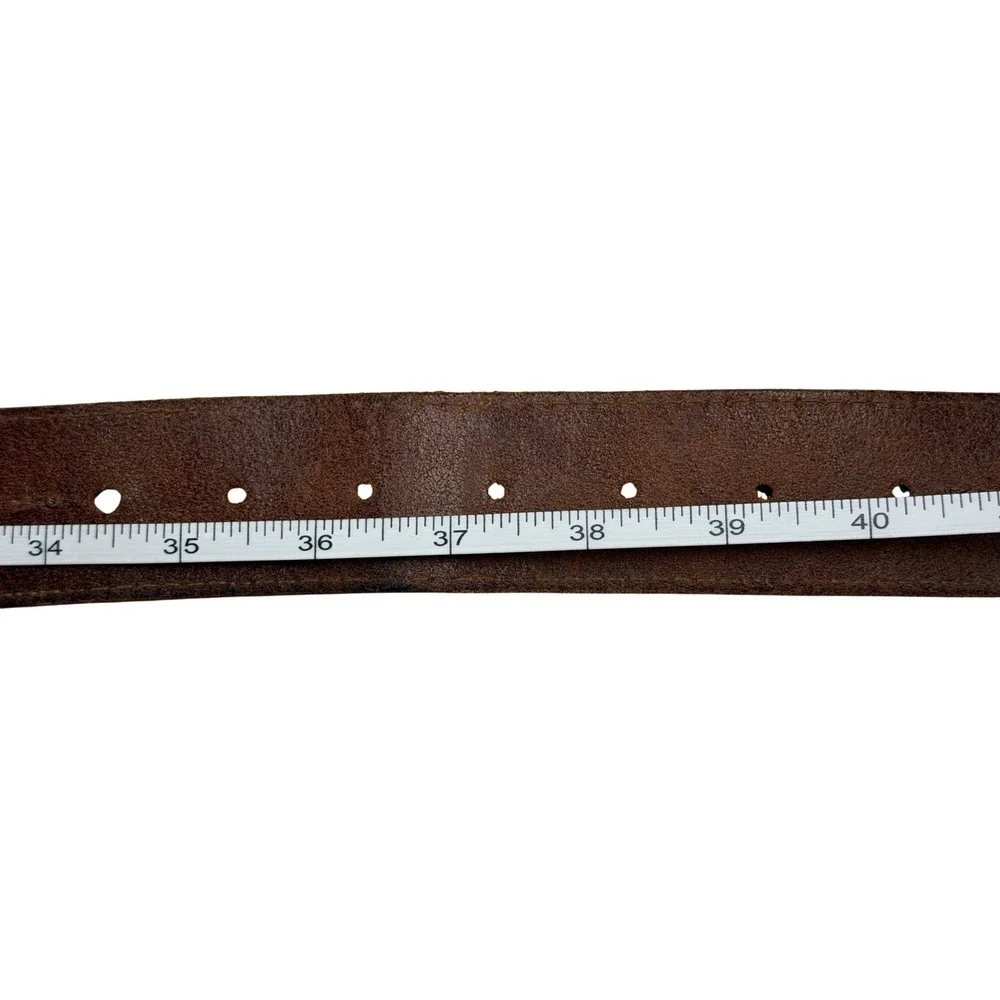 Tulliani‎ Brown Leather Belt Mobtown 2005 Reel-to-Reel Tape Deck Buckle USA Made